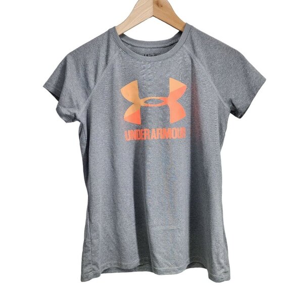 Under Armour Gray Loose Tshirt Girls Size‎ YLG Gray Short Sleeve - Picture 6 of 6